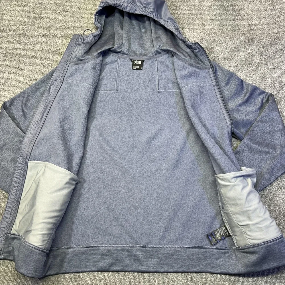 The North Face Jacket Mens Medium Blue Hooded Fleece Full Zip Thermal Hiking